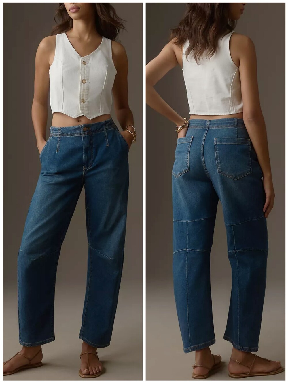 Anthro Pilcro Leni Tapered Mid Rise Barrel Jeans, 26
